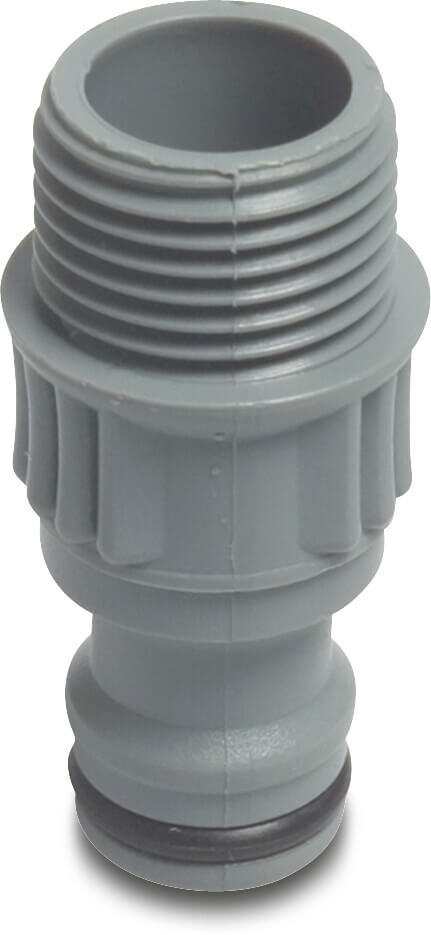 Flotide Kobling PVC-U 3/4" udvendig gevind x han-del klik grå